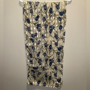 Floral Blue and Cream Scarf